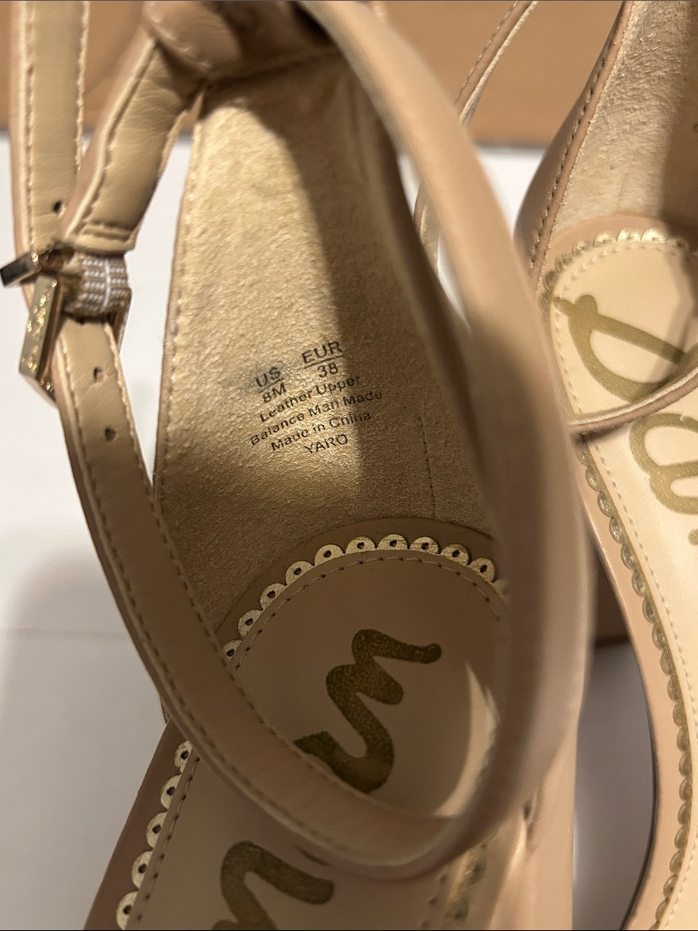 Sam Edelman Yaro Nude/Tan Block Heel Ankle-Strap Sandals - Picture 2 of 5